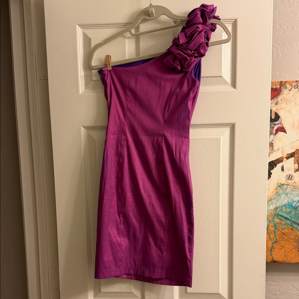Adrianna Papell Purple One-Shoulder Dress - Picture 2 of 6
